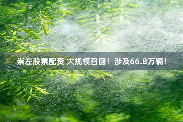 崇左股票配资 大规模召回！涉及66.8万辆！