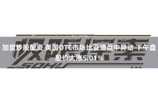 加盟炒股配资 美国OTC市场比亚迪盘中异动 下午盘股价大涨5.01%